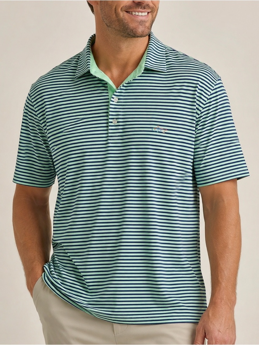Greg Norman Collection Play Dry Golf Polo Shirt Men’s XL Green Blue Performance